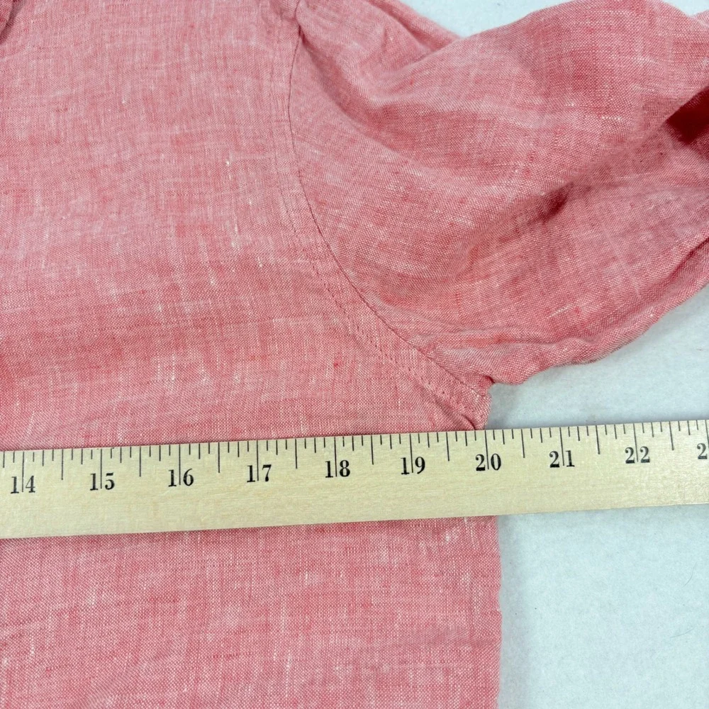 Banana Republic Mens Small Linen Button Down Shirt Pink Vacation Beach Resort